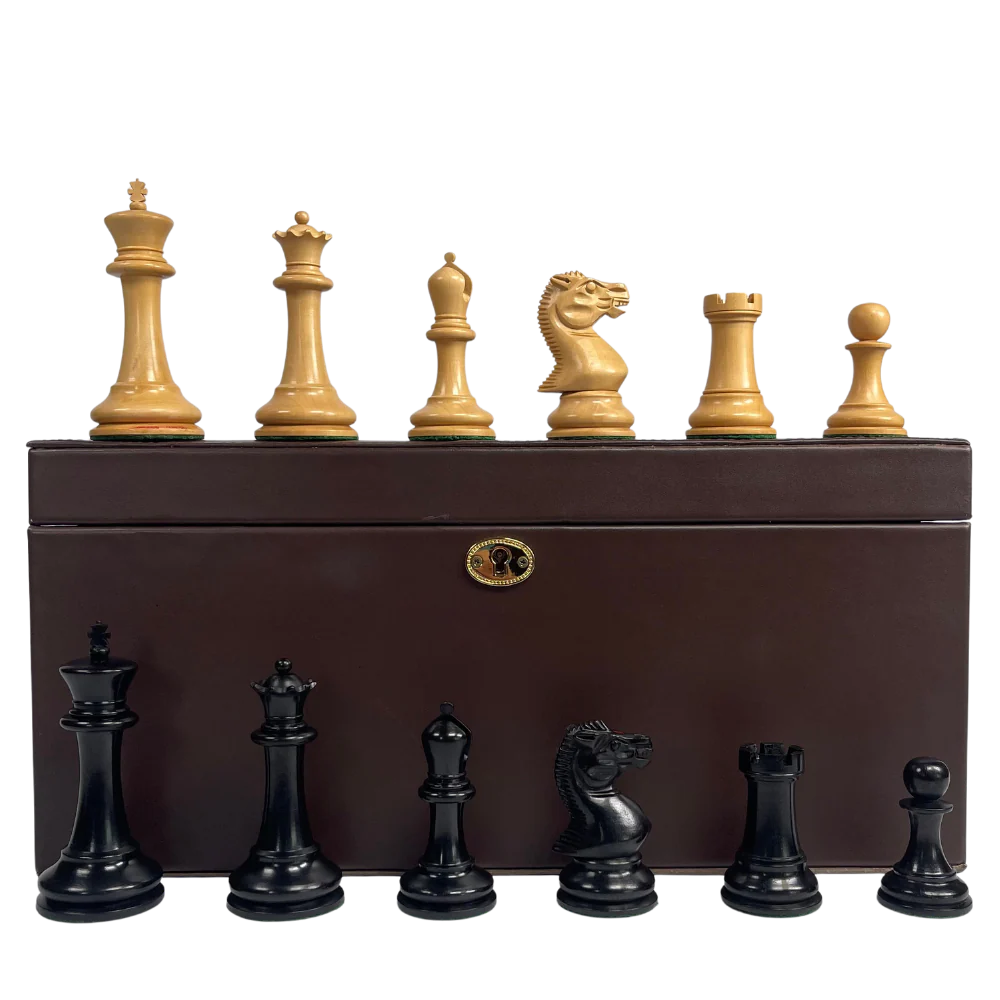 1854 Edition 4" Chess Pieces in Leather Casket