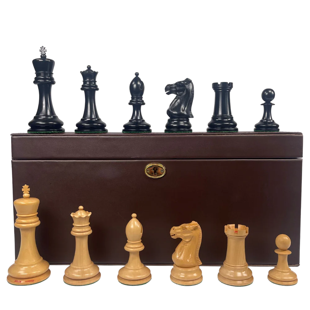 1890 Edition 4" Chess Pieces in Leather Casket
