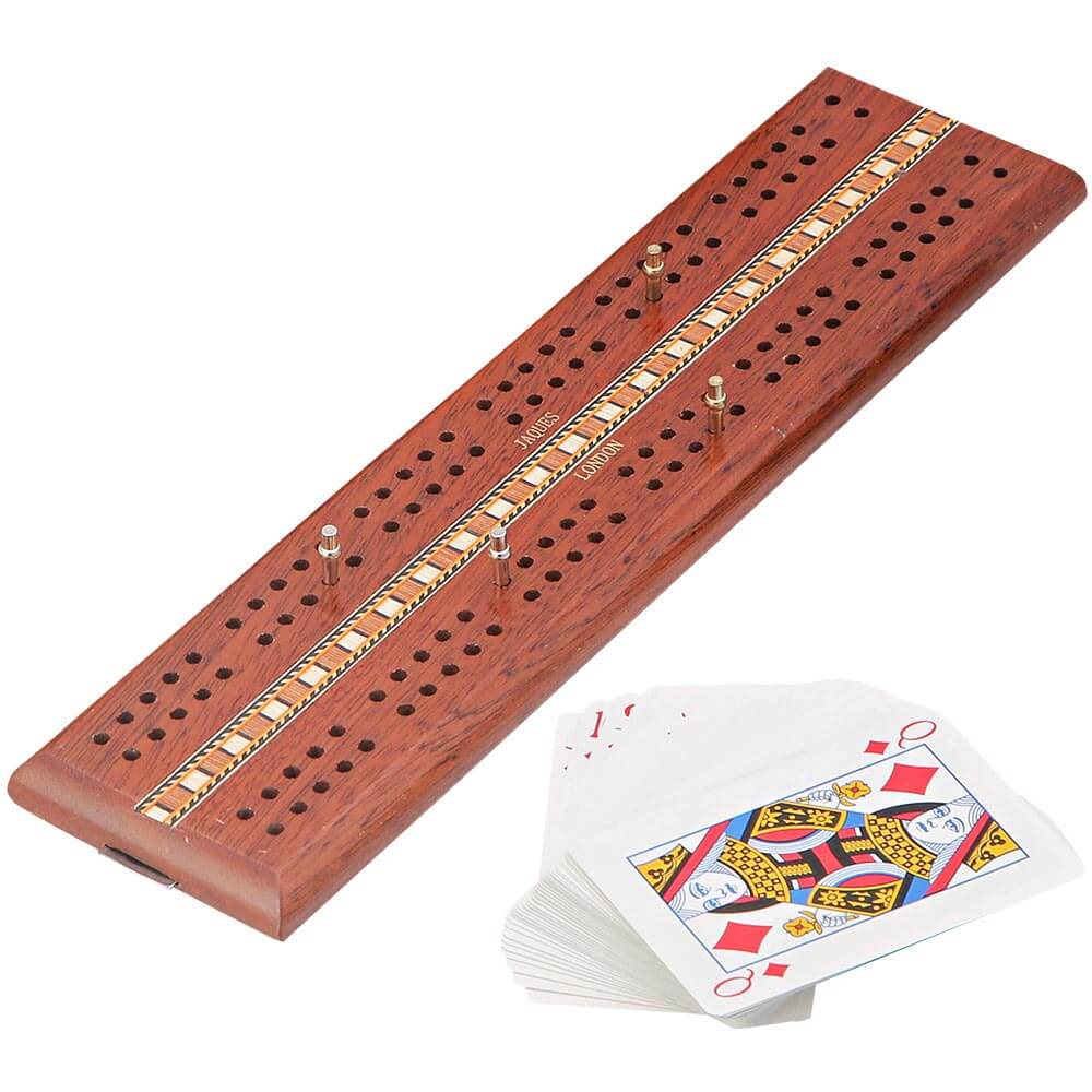 Mahogany Cribbage Board - Cribbage Set with Cards