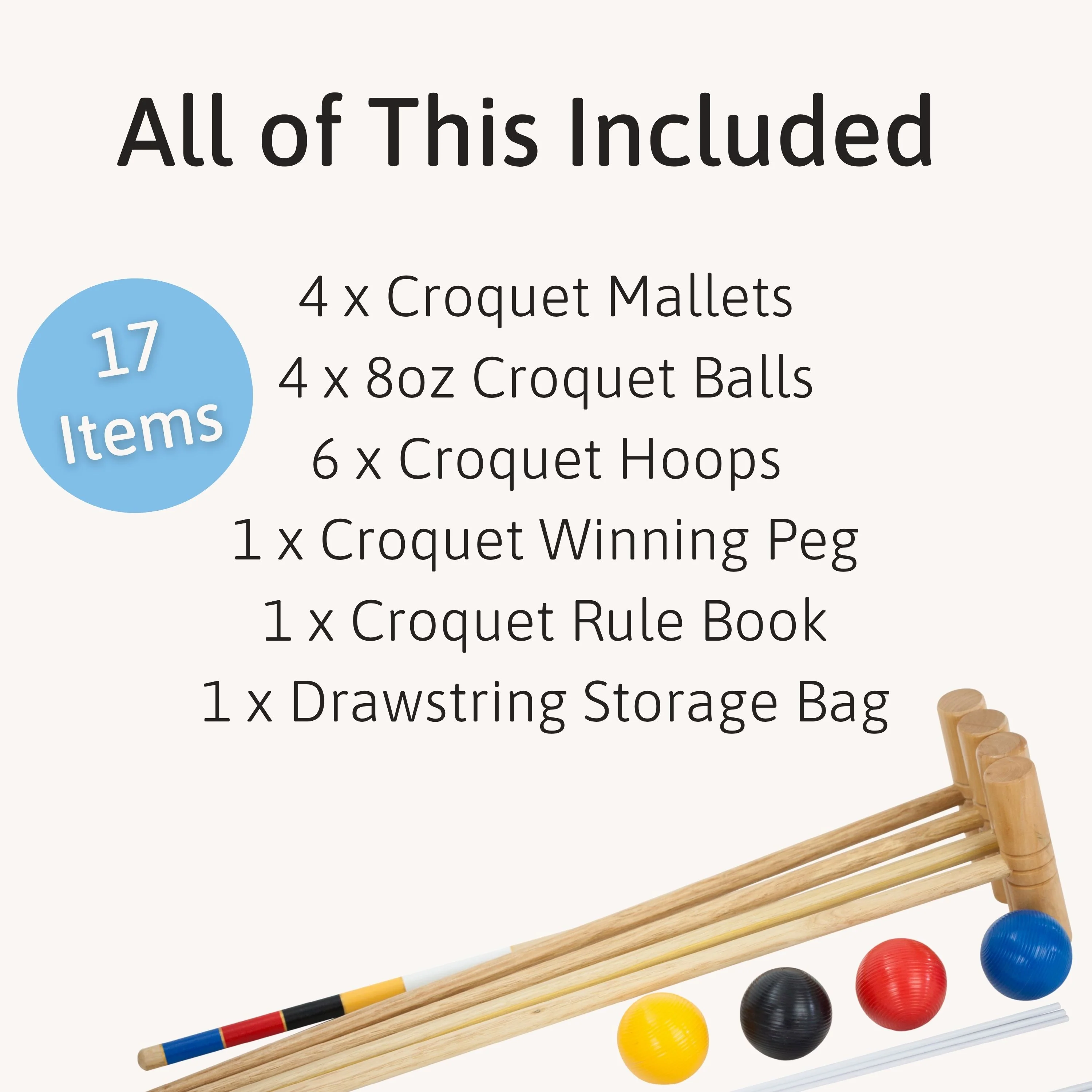 Tonbridge Croquet Set with Drawstring Bag - Image 3