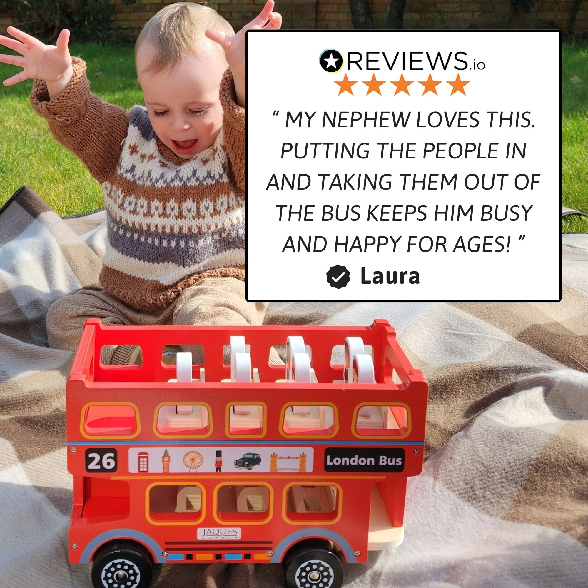 Toy London Bus - Wooden Toy - Image 7