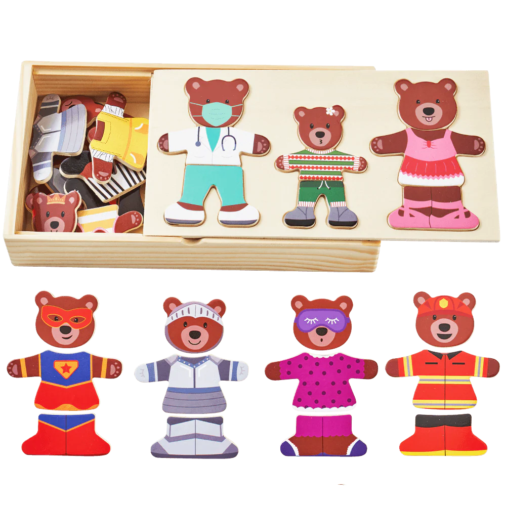 Wooden Puzzle Game - Bears Dress Up Set