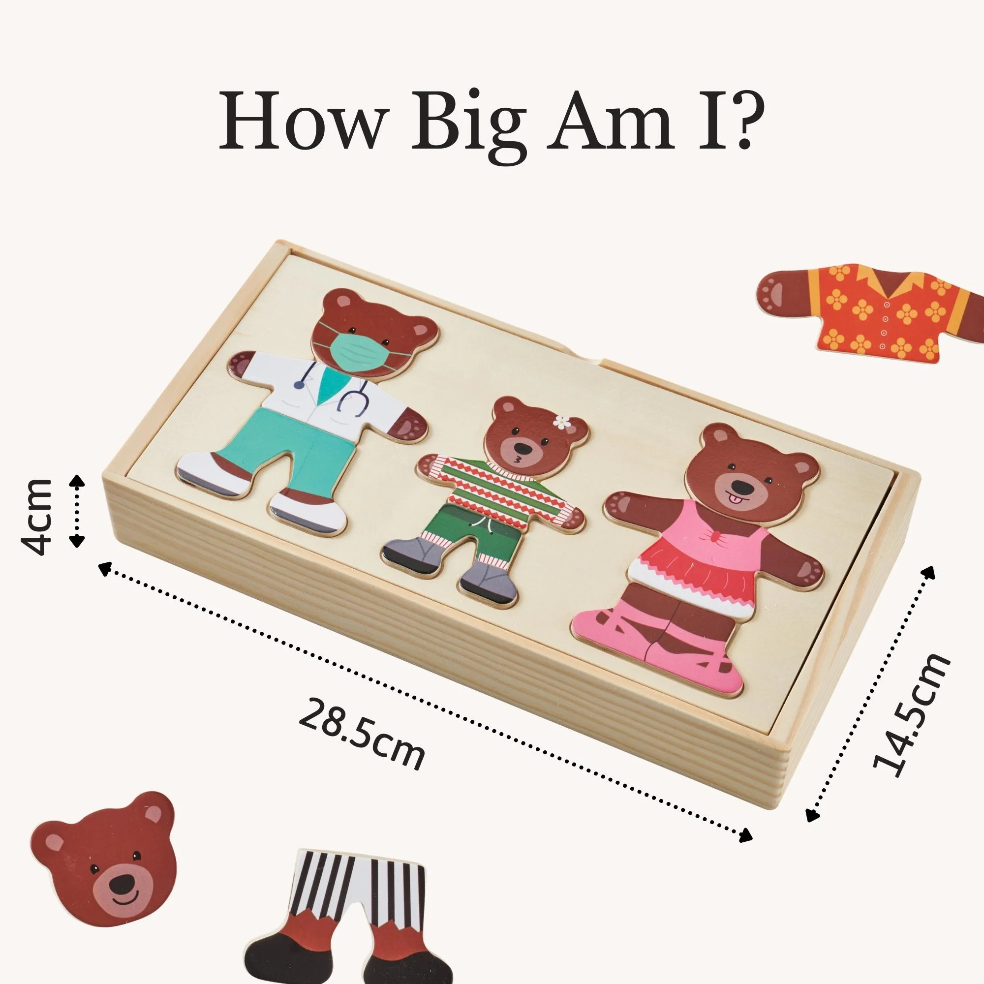 Wooden Puzzle Game - Bears Dress Up Set - Image 6