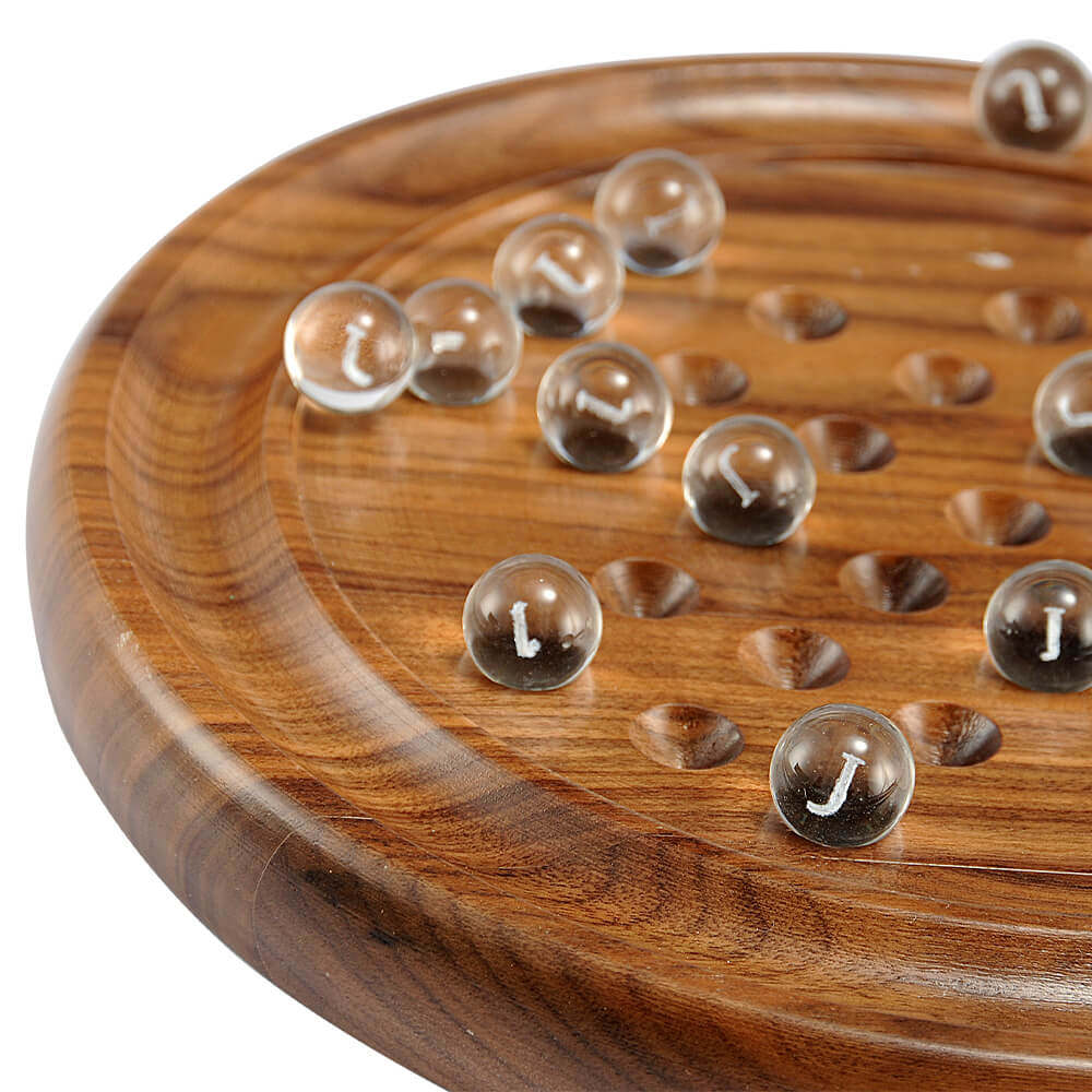Solitaire With Marbles - 9" Wooden Solitaire - Image 2